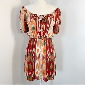 Everly Geometric Print Off Shoulder Dress